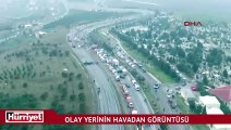 Helikopterin düştüğü yerin havadan görüntüleri