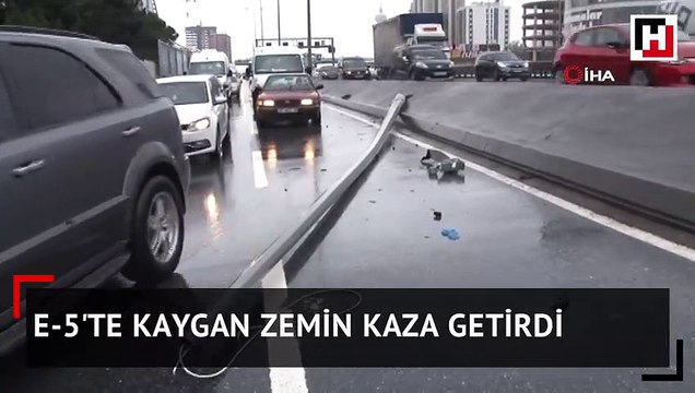 E-5'te kaygan zemin kaza getirdi: 2 yaralı