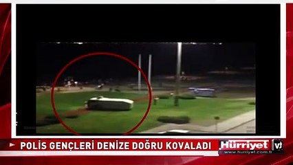 İZMİR'DE POLİS GÖSTERİCİLERE DENİZE DOĞRU BÖYLE SÜRDÜ