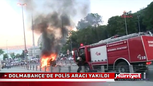 DOLMABAHÇE'DE POLİS ARACI YAKILDI! TAKSİM GEZİ PARKI OLAYLARI