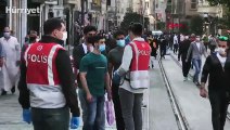 Taksim'de maske denetimi  Drone tespit etti polis ceza kesti