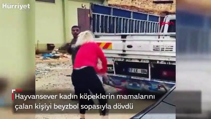 Hayvansever kadın köpeklerin mamalarını çalan kişiyi beyzbol sopasıyla dövdü