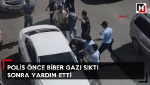 Polis önce biber gazı sıktı, sonra su dökerek yardım etti