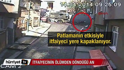 Beyoğlu'nda itfaiyecinin ölümden döndüğü an kamerada