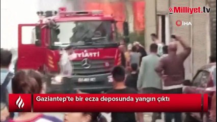 Gaziantep'te ecza deposunda korkutan yangın