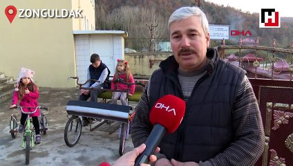 İmam, çocuklar için atık malzemelerden bisiklet yapıyor