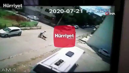 Bisiklet sürerken köpeklerin saldırısına uğrayan genç otomobille çarpıştı