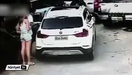 Bisikletli otomobile böyle çarptı