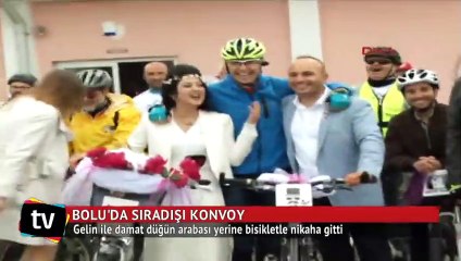 Gelin ve damat nikah salonuna bisikletle gitti