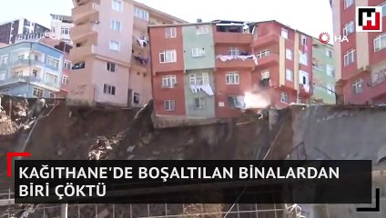 Kağıthane'de boşaltılan binalardan biri çöktü