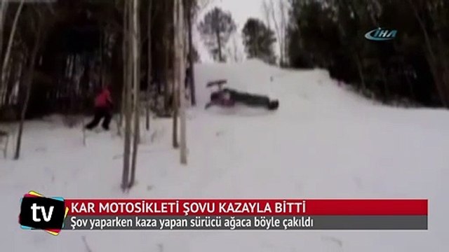 Kar motosikleti şovu kazayla bitti