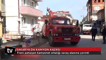 Freni patlayan kamyonet ortalığı savaş alanına çevirdi