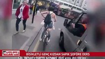 Bisikletli genç kızdan sapık şoföre ders