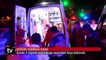 Bursa'da kaza yapan otomobil ikiye bölündü