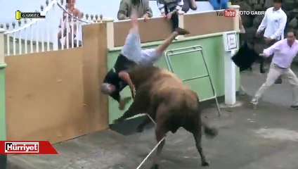Kızgın boğayı çekmeye çalışırken saldırıya uğradı