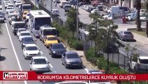 Bodrum’da kilometrelerce kuyruk oluştu trafik durma noktasına geldi