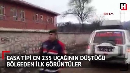 CASA tipi CN 235 uçağının düştüğü bölgeden ilk görüntüler
