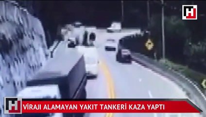 Virajı alamayan akaryakıt tankeri devrilip alev aldı: 1 ölü