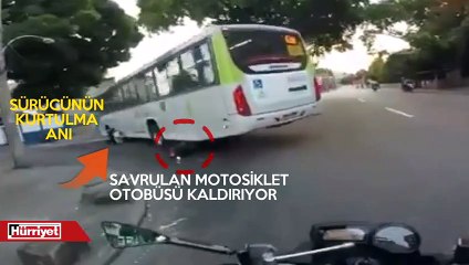 Kullandığı motosiklet kazada hayatını kurtardı