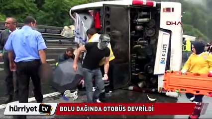 Bolu dağında yolcu otobüsü devrildi