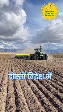 Wheat Sowing by tractor at abroad