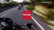 Şile'deki motosiklet kazası saniye saniye kamerada