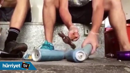 Dolu kutuya çekiçle vurunca olanlar oldu