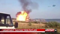 AKARYAKIT TAŞIYAN TREN BÖYLE PATLADI