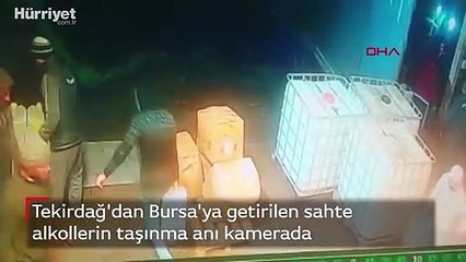Tekirdağ'dan Bursa'ya getirilen sahte alkollerin taşınma anı kamerada