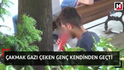 Çakmak gazı çeken genç kendinden geçti