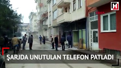 Şarjda unutulan telefon patladı