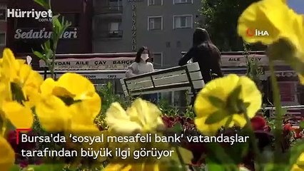 Bursa'daki 'sosyal mesafeli bank' yoğun ilgi görüyor