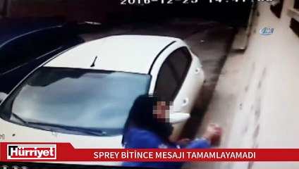 Sprey bitince aşk mesajı yarıda kaldı
