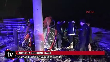 Otomobili aldıkları gün kaza yaptılar