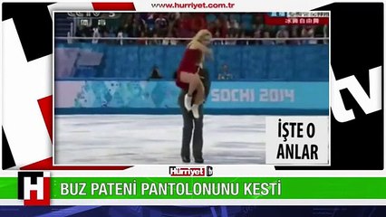 İNANILMAZ OLAY! BUZ PATENİ PANTOLONUNUN BÖYLE KESTİ