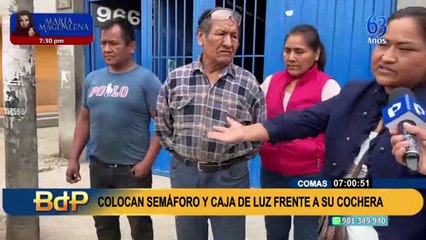Comas: Vecinos denuncian que construyeron semáforo y caja de luz en frente de su cochera