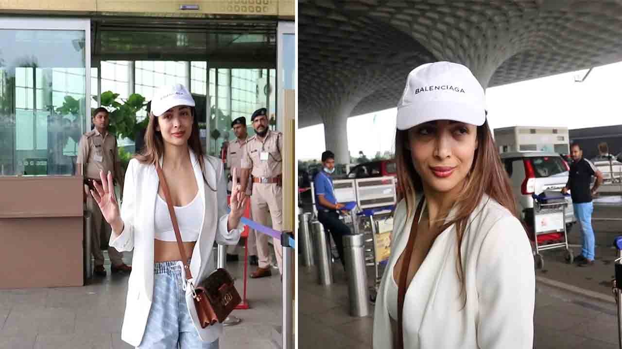 Malaika Arora White Jacket और Cap में पहुंची Airport, खूबसूरत Malaika ने दिए Pose, देखें Video