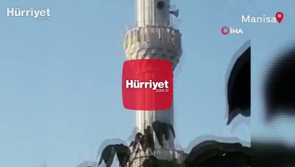 Cami minaresinde dolaşan tilki görenleri şaşırttı