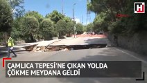 Çamlıca Tepesi'ne çıkan yolda çökme meydana geldi