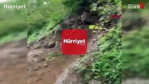 Rize'de heyelan anı kamerada