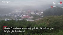 Bartın'daki maden ocağı günün ilk ışıklarıyla böyle görüntülendi