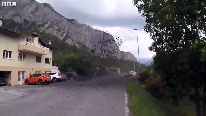 İsviçre'de oluşan 'çamur nehri' yanardağ gibi patladı