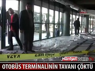 KARABÜK'TE OTOBÜS TERMİNALİNİN TAVANI ÇÖKTÜ