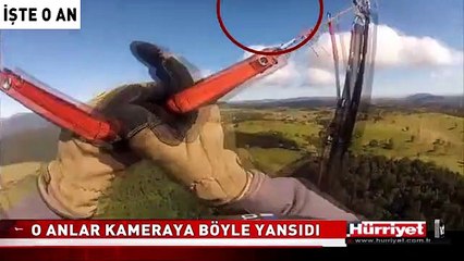 YAMAÇ PARAŞÜTÜYLE PLANÖR HAVADA BÖYLE ÇARPIŞTI