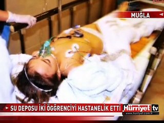 BODRUM'DA ÇATIDAN UÇAN SU DEPOSU 2 ÖĞRENCİYİ HASTANELİK ETTİ
