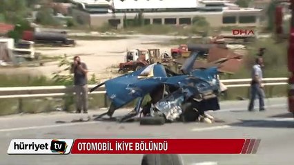 Çekmeköy'de ters yöne giren otomobil ikiye bölündü