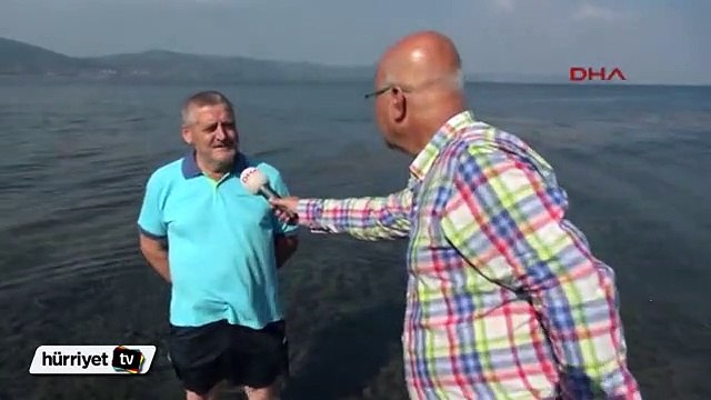 Suyu çekilen Sapanca Gölü'nü yosun kapladı