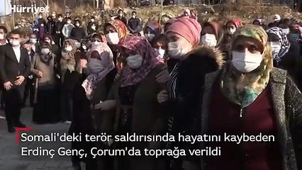 Somali'deki terör saldırısında hayatını kaybeden Erdinç Genç, toprağa verildi