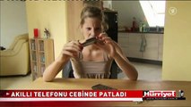 TELEFONU CEBİNDE PATLADI