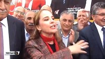 CHP meclis üyesi Yasemin Öney Cankurtaran'dan tır önünde terazili eylem